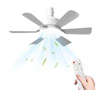 Oamger - Ventilador de techo con luz y mando a distancia, ventilador silencioso de techo, 40 W regulable ventiladores de techo LED, casquillo E27, 6 aspas, 3 velocidades, Timing, para salón dormitorio