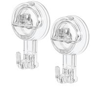 Oamwrae 2 Piezas Gancho Ventosa Fuerte, Transparentes Extraíbles Colgador Toalla Baño Resistentes 3 kg, Sin Taladro Ventosas con Gancho para Ducha, Baño, Cocina, Ventana