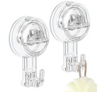 Oamwrae Gancho Ventosa Fuerte, 2 Piezas Transparentes Extraíbles Colgador Toalla Baño Resistentes 3 kg, Sin Taladro Ventosas con Gancho para Ducha, Baño, Cocina, Ventana