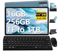 Oangcc 2025 Tablet 11 Pulgadas,16GB RAM+256GB ROM(TF 1TB) Android Tablet PC con Octa-Core 2.0GHz, 4-Altavoces, Baterías 8600 mAh, 5+13+2MP, 5G WiFi, BT 5.0, GPS Tablets con Ratón y Teclado - Azul