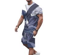 Oanviso Chándal 2 Piezas Hombre Camisetas + Pantalones Cortos Conjuntos Conjunto Casual Deporte Verano Conjuntos de Chandal Moda Casual Ropa Hombres Traje Jogging Manga Corta Completo