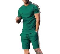 Oanviso Chándal Hombre Camisetas + Pantalones Cortos Conjuntos 2 Piezas Casual Deporte Verano Conjuntos de Chandal Moda Ropa Hombres Traje Jogging Manga Corta Completo Conjunto D Verde M