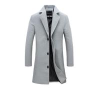 Oanviso Chaquetas de Lana Hombre Casual Larga Abrigo de Lana Slim Fit Trench Coat Otoño e Invierno Chaquetas Moda Abrigo Largos Down Jacket Con Botones A Gris Claro M