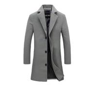 Oanviso Chaquetas de Lana Hombre Casual Larga Abrigo de Lana Slim Fit Trench Coat Otoño e Invierno Chaquetas Moda Abrigo Largos Down Jacket Con Botones A Gris Oscuro XL