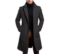 Oanviso Chaquetas de Lana Hombre Casual Larga Abrigo de Lana Slim Fit Trench Coat Otoño e Invierno Chaquetas Vintage Abrigo Largos Down Jacket con Bolsillos A Gris Oscuro M