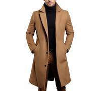 Oanviso Chaquetas de Lana Hombre Moda Larga Abrigo de Lana Slim Fit Trench Coat Otoño e Invierno Chaquetas Comercio Abrigo Largos Down Jacket Con Botones A Caqui XXL