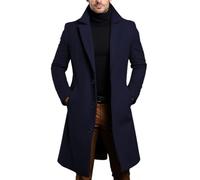 Oanviso Chaquetas de Lana Hombre Moda Larga Abrigo de Lana Slim Fit Trench Coat Otoño e Invierno Chaquetas Comercio Abrigo Largos Down Jacket Con Botones A Marino XXL