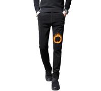 Oanviso Hombre Pantalón De Pana con Forro Polar Chino Pantalone de Traje Elasticos Pantalóns de Trabajo Termico Pantalones Casuales Straight Invierno A Negro XXL
