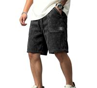Oanviso Hombre Pantalones Cortos De Pana Verano Short Pantanlóns Jogging Casual Bermudas con Bolsillos Shorts Pantanlón para Fitness Deportivos Correr B Negro 3XL