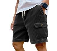 Oanviso Hombre Pantalones Cortos De Pana Verano Short Sueltos Moda Bermudas con Bolsillos Shorts Pantanlón de Dormir Deportivos Fitness Correr A Negro L