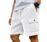 Oanviso Hombre Pantalones Cortos De Pana Verano Short Sueltos Moda Bermudas con Bolsillos Shorts Pantanlón de Dormir Deportivos Fitness Correr A Blanco L