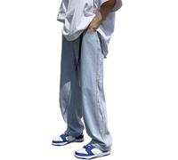 Oanviso Jeans de Ajuste Relajado de Hombre Pantalones Vaqueros Holgados Denim Jeans Y2K Vintage Hip Hop Slim Fit Pantalone Casuales Elasticos Pantalón Jeans Largo J Azul M