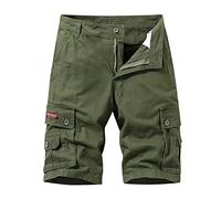 Oanviso Pantalones Cortos para Hombre Verano Cargo Pantalones Cortos Deportivos Color Sólido Shorts con Cremallera 1/2 Shorts para Trotar con Bolsillo Cómodo Bermudas Shorts A Verde M