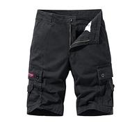 Oanviso Pantalones Cortos para Hombre Verano Cargo Pantalones Cortos Deportivos Color Sólido Shorts con Cremallera 1/2 Shorts para Trotar con Bolsillo Cómodo Bermudas Shorts A Negro XL