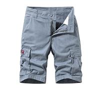 Oanviso Pantalones Cortos para Hombre Verano Cargo Pantalones Cortos Deportivos Color Sólido Shorts con Cremallera 1/2 Shorts para Trotar con Bolsillo Cómodo Bermudas Shorts A Gris XL