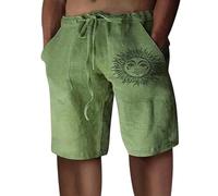 Oanviso Y2K Shorts Uomo Sun Print Estate Vita Elastica con Tasche Beach Shorts Sport Short Cargo A Verde S