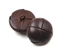 OAOAO 5 botones cubiertos de piel auténtica de 15 mm a 25 mm, botón de cuero marrón negro para abrigos y chaquetas, botones de metal decorativos de moda (marrón, 23 mm)