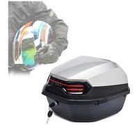 OAOAO Baúl Superior Universal for Motocicleta de 35 L, 39 x 39 x 29 cm, ABS+PP, Caja de Almacenamiento rígida con Cerradura for 2 Cascos, Compatible con Scooter (1 Unidad)(Silvery White)