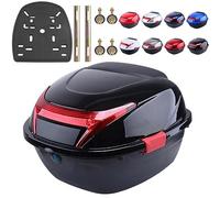 OAOAO Baúl Universal for Motocicleta, 41 x 37 x 28 cm, Impermeable, con Cerradura y Placa de Montaje for el Respaldo, Compatible con Scooter (1 Unidad)(Black)