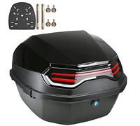 OAOAO Baúl Universal for Motocicleta con Luces y Respaldo, 28 x 38 x 38 cm, Impermeable, con Cerradura, for Scooter y ciclomotor (1 Unidad)(Black)