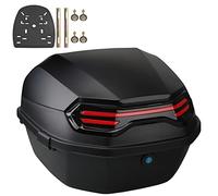 OAOAO Baúl Universal for Motocicleta con Luces y Respaldo, 28 x 38 x 38 cm, Impermeable, con Cerradura, for Scooter y ciclomotor (1 Unidad)(Dumb Black)