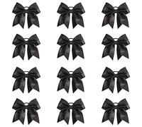 Oaoleer 12 lazos de pelo con purpurina grande de 7 pulgadas, para animadora, lazos de animadora, hechos a mano, para animadoras, adolescentes, deportes universitarios, color negro