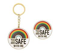 OAOSDH 1 Broche Arcoiris Y 1 Llavero Arcoiris, Elee Broche De Personalidad, Broche De Fiesta, Llavero De Regalo.