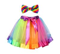 OAOSDH 1 Falda De Malla De Color, 1 Corbata De Lazo Arcoiris, Accesorios De Rendimiento De Mujeres, Disfraces Creativos Para Adultos, Decoraciones De Fiestas.