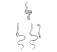 OAOSDH 1 Par De Aretes Serpentinos Y 1 Pieza De Anillo Serpentino, Joyas De Metal De Moda, Joyas Creativas De Animales, Joyas Serpentinas