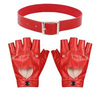 OAOSDH 1 Par De Guantes De Corazón Hueco Y Collar De 1 Pieza, Guantes De Cuero PU, Guantes De Estilo Punk, Accesorios De Vestuario De Rendimiento Escénico.