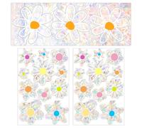 OAOSDH 1 Pegatina De Ventana De Margarita, 1 Juego De Pegatinas De Ventana Floral, Láser Colorido, Pegatina Protectora Estática para Evitar Que Las Aves Chocen Y La Decoración Autoadhesiva De Vidrio.