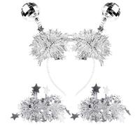 OAOSDH 1 Pieza De Diadema De Bolas De Espejo Y Pulseras De 2 Piezas, Diademas Brillantes, Diademas Creativos, Diademas De Fiesta, Accesorios para Ropa De Fiesta.
