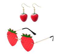 OAOSDH 1 Pieza De Gafas De Sol De Fresa Y 1 Par De Aretes De Fresa, Lindos Pendientes Dulces, Gafas Creativas De Estilo, Gafas De Moda Y Personalizadas.