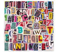 OAOSDH 100 Pegatinas De Letras Digitales, Retro, Creativas, Adecuadas Para Decorar Cuadernos, Botellas De Agua, Maletas, Etc.
