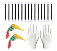 OAOSDH 15 Piezas De Varita Mágica, Equipadas con 2 Pañuelos De Seda Y 1 Par De Guantes De Rendimiento, Accesorios De Rendimiento Mágico, Accesorios Mágicos Multiusos