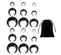 OAOSDH 18 Piezas De Joyería De Perforación De Orejas De Cuerno, 1 Pieza De Bolsa De Terciopelo, Joyas Multifuncionales Creativas Y Personalizadas, Pendientes De Nariz Perforados Acrílicos Negros.