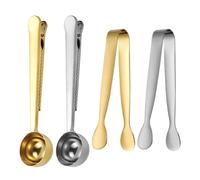 OAOSDH 2 Cucharas Medidoras De Café, 2 Clips, Vajilla De Acero Inoxidable, Cucharas con Clips De Sellado, Vajilla Creativa, Accesorios De Cocina