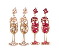 OAOSDH 2 Pares De Aretes De Copa De Vino, Joyas Creativas De Perlas, Pendientes De Moda De Personalidad Femenina, Ropa Interesante Y Accesorios De Vestir.