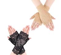 OAOSDH 2 Pares De Guantes De Encaje, Guantes Sin Dedos, Guantes De Novia De Boda, Guantes Sexy De Mujeres, Guantes Bordados Simples Y De Moda, Accesorios De Ropa.