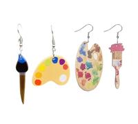OAOSDH 2 Pares De Pendientes De Madera Coles, Cepillos De Paleta, Joyas Asimétricas De Arte Creativo, Pendientes Personalizados para Mujeres, Divertidos Accesorios De Ropa.