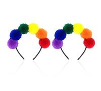 OAOSDH 2 Piezas De Diadema De Bola De Lana Colorida, Diadema Creativo del Arco Iris, Diadema Simple Y Linda para Damas, Accesorios De Ropa, Decoración De La Fiesta De Carnaval.