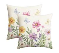 OAOSDH 2 Piezas De Funda De Almohada con Estampado De Flores, Funda De Almohada Cuadrada, Decoración del Hogar, Funda De Almohada Simple Y Elee, Accesorios para Almohadas.