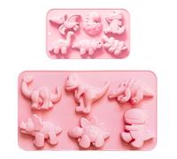OAOSDH 2 Piezas De Molde De Silicona De Dinosaurio Rosa, Molde De Chocolate Multipropósito, Accesorios De Galletas De Caramelo Caseros De Bricolaje, Herramientas De Horno De Cocina.