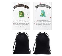 OAOSDH 2 Piezas De Regalo De Abrazo De Bolsillo, Juguete De Resina De Dinosaurio De Rana, Lindos Adornos De Animales De Dibujos Animados, Decoraciones De Aliento Divertidas.
