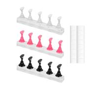 OAOSDH 3 Conjuntos De Soportes De Uñas Artificiales Y 1 Juego De Pegamento para Uñas, Soporte De Exhibición De Uñas Artificial, Accesorios De Uñas, Soporte De Fijación De Uñas Artificial