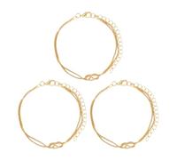 OAOSDH 3 De Oro Pulseras De Nudos, Longitud Ajustable, Material De Acero Inoxidable, Banquetes Vestido De La Joyería, Brazaletes para Las Parejas De Novias, Ancianos.