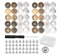 OAOSDH 40 Piezas Botones De Metal Redondos, Removible Sin Costura, Botones De Reemplazo De Jeans, Cintura Ajustable, Accesorios De Fijación De Costura De Bricolaje.