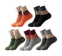 OAOSDH 5 Pares De Calcetines Con Patrón De Gato, Patrón De Dibujos Animados Lindo, Estilo Femenino De Tubo Medio, Material Suave Y Cómodo, Calcetines Cálidos