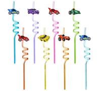 OAOSDH 8 Piezas De Pajitas Temáticas, Pajitas De Plástico, Pajitas Reutilizables, Pajitas para Niños, Pajitas De Diseño Creativo.