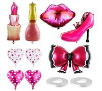 OAOSDH 9 Piezas De Globos Temáticos De Maquillaje Y 2 Rollos De Cintas, Globos De Fiesta De Damas, Globos Decorativos De Fiesta, Globos Creativos De Estilo.